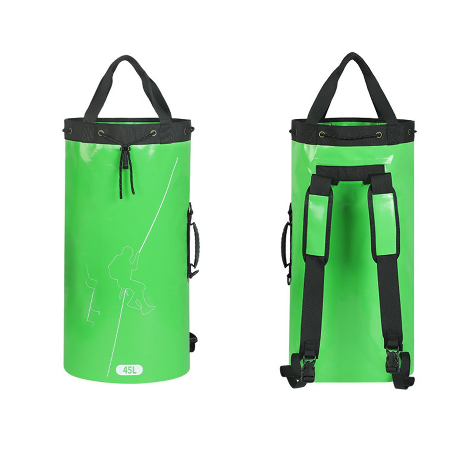 BBTISG Rock Climbing Rope Storage Bag, Bucket-Style Bag with Drawstrings Rope Storage Bag Climbing Rope Bag for Outdoor Rock Climbing, Tree Arborist, Mountaineering, Caving (Green, 45L)