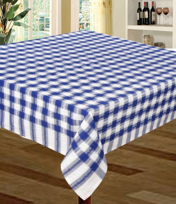 Snugglemore Seersucker 100% Cotton Tablecloth Sizes Napkins Also Available (Royal, Napkins (Pack of 4))