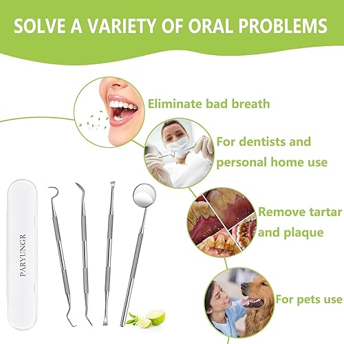 Miniatura 5 de Herramientas dentales, limpieza dental profesional, kit de higiene para el cuidado bucal, de acero inoxidable, raspador de dientes, removedor de