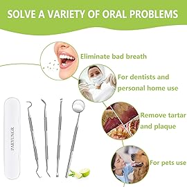 PARYUNGR Dental Tools, Professional Teeth Cleaning Oral Care Hygiene Kit, Stainless Steel Dental Pick Tooth Scraper Tartar Plaque Remover for Dentist, Personal, Pet Use with Storage Box