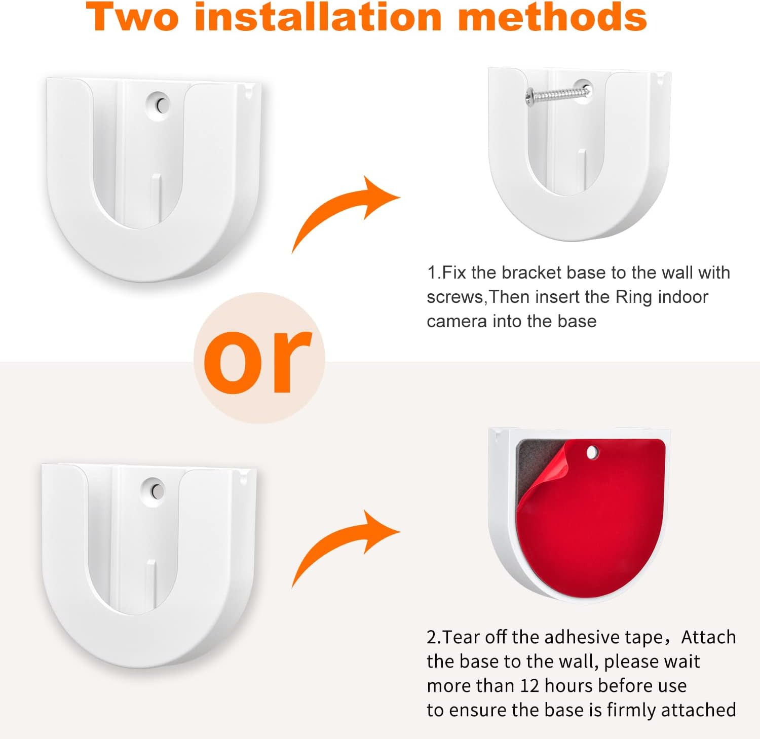 4 Pack Adhesive Wall Mount for Indoor Cam(2nd Gen and 1st Gen), Strong Stick On - Easy to Install, No Tools Needed, No Mess, No Drilling, Strong Adhesive Mount(Camera is not Included)