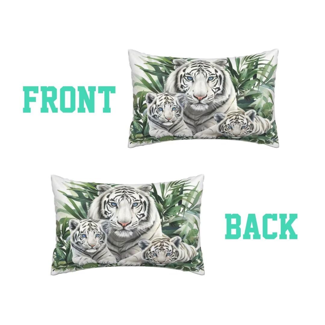 Outdoor Kissen Wetterfest 2 Stück Dekokissen Gartenkissen, Wetterfest Outdoor Kissenbezüge 60x80 cm, Rechteckig Outdoorkissen Lendenkissen Zierkissenbezüge für Garten Patio Balkon (Niedlich Tiger) -J5