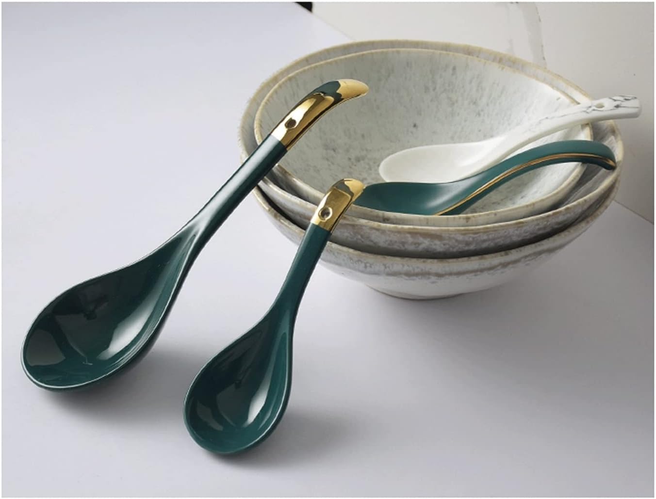 Tablespoons Household Spoon Ceramic Drinking Spoon Ceramic Small Rice Spoon Spoon Creative Spoon Serving Spoon (Color : C)