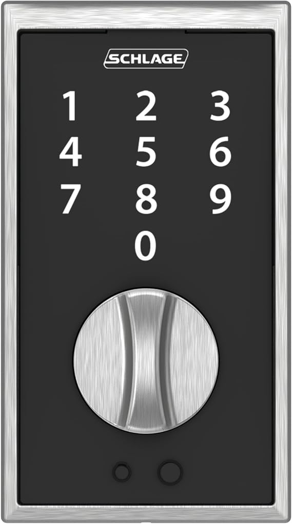 Schlage Touch Electronic Deadbolt Lock with Camelot Trim, Satin Chrome