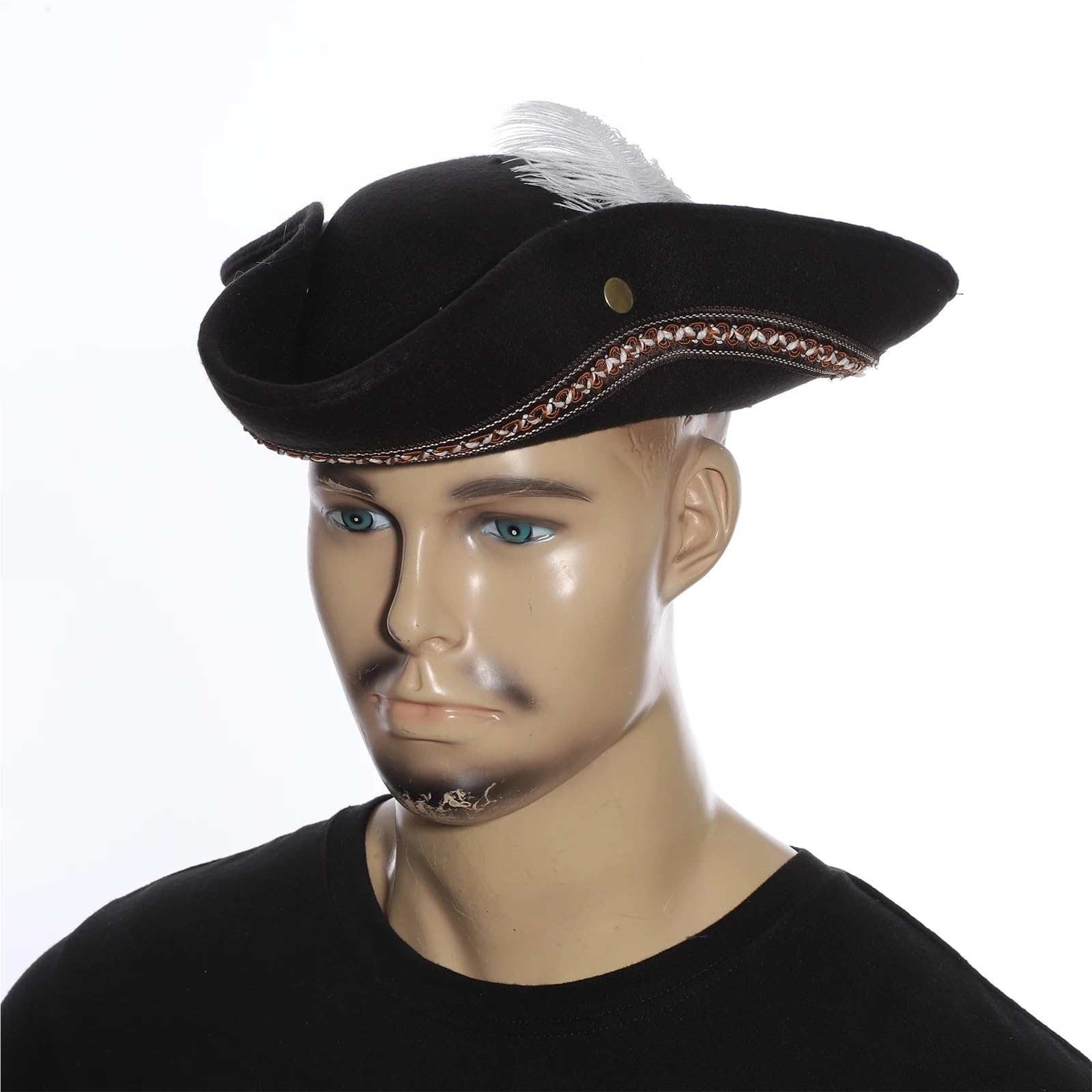 Cappello Pirata Cappello da pirata a tesa larga, cappello capitano for donna e uomo, unisex, a tricorno, berretto festa unico for cosplay