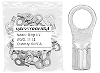 Vista 32 de haisstronica Conectores de cable no aislados, 30 terminales de horquilla de 1/4 ", kit de cobre con costura soldada AWG 8