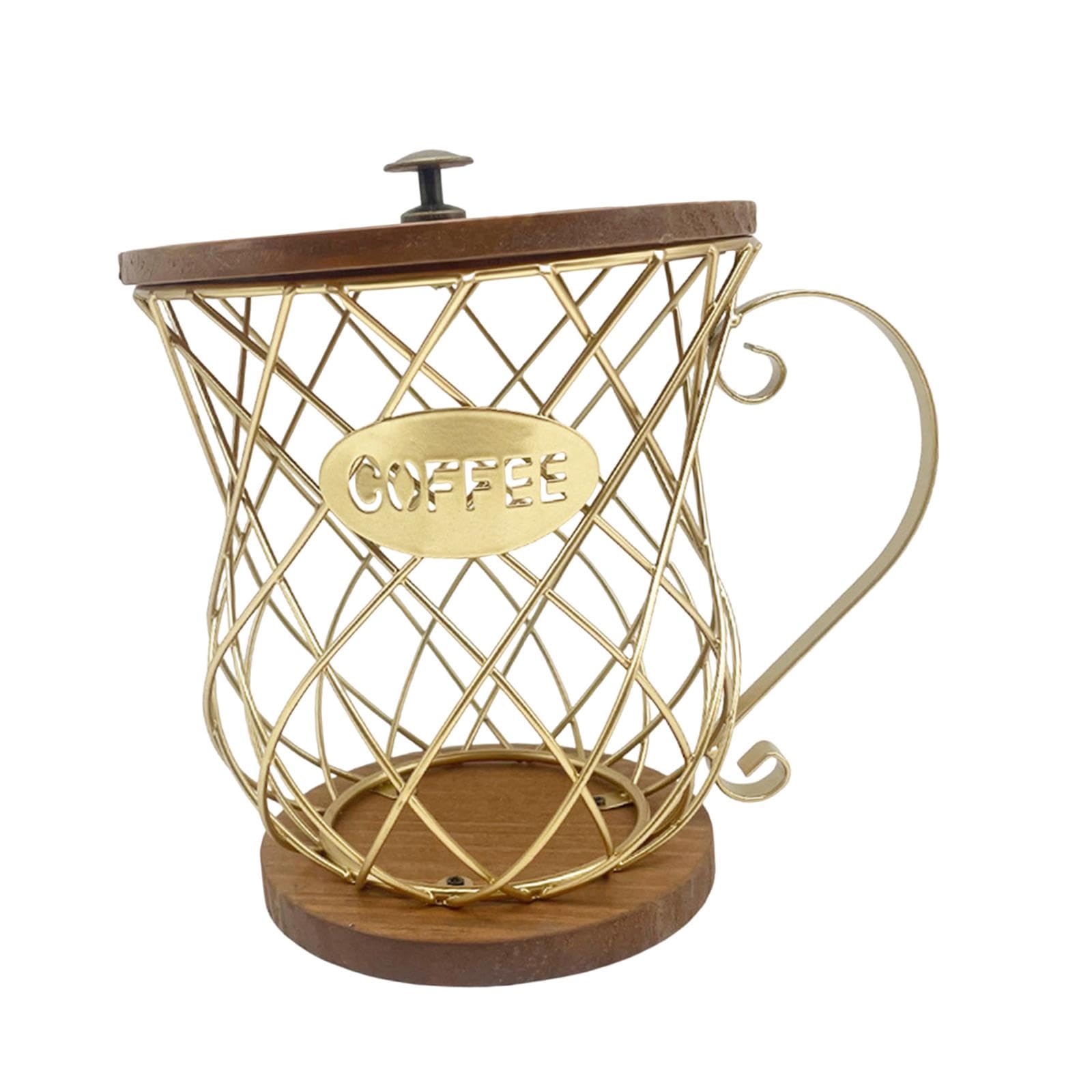 Coffee Pod Holder with Handle Coffee Pod Container for Hotel Countertop Gold with Lid | Kitchen, Dining & Bar | Kitchen Storage & Organization | Racks & Holders