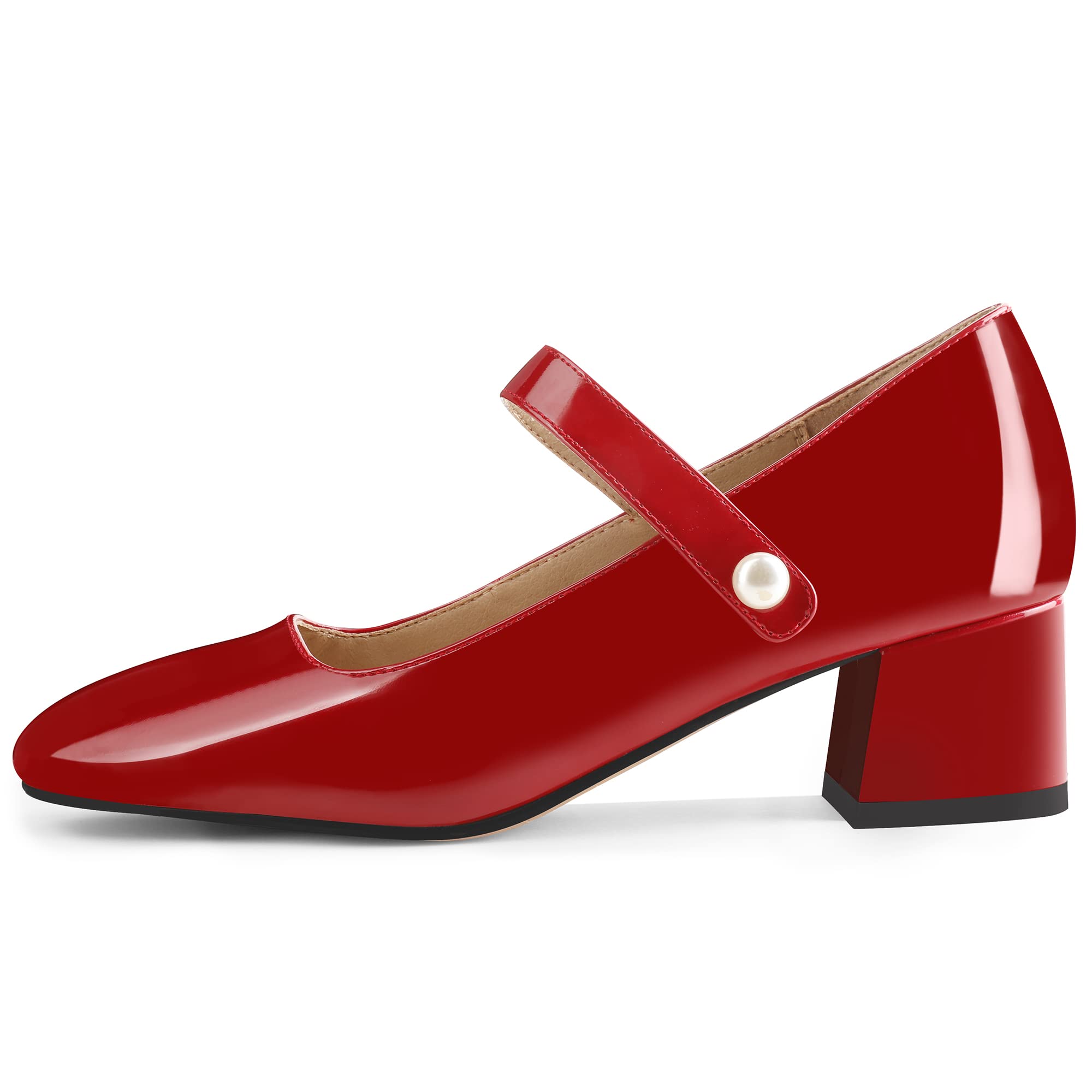 Naiyee Mary Jane Shoes Women Chunky Heel Ankle Strap Dress Shoes for Women Low Heels Close Rounded Toe Pumps