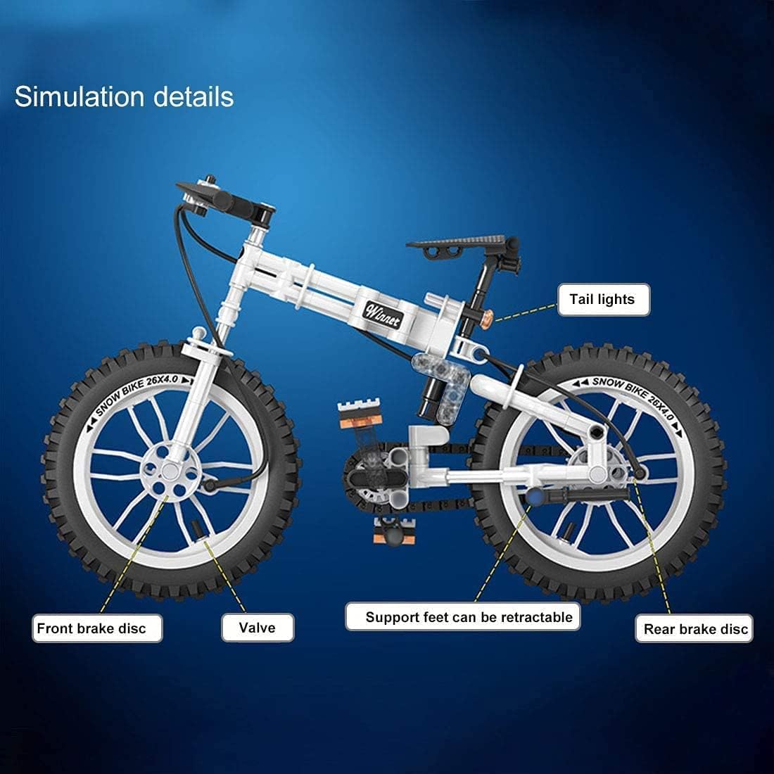 FULHOLPE Technik Fahrrad Bausteine Bausatz, 242 Teile 1:6 Faltrad Modell Bauset, Mountainbike Faltrad Bausteine Bausatz Konstruktionsspielzeug Kompatibel mit Großen Marken Spielzeug