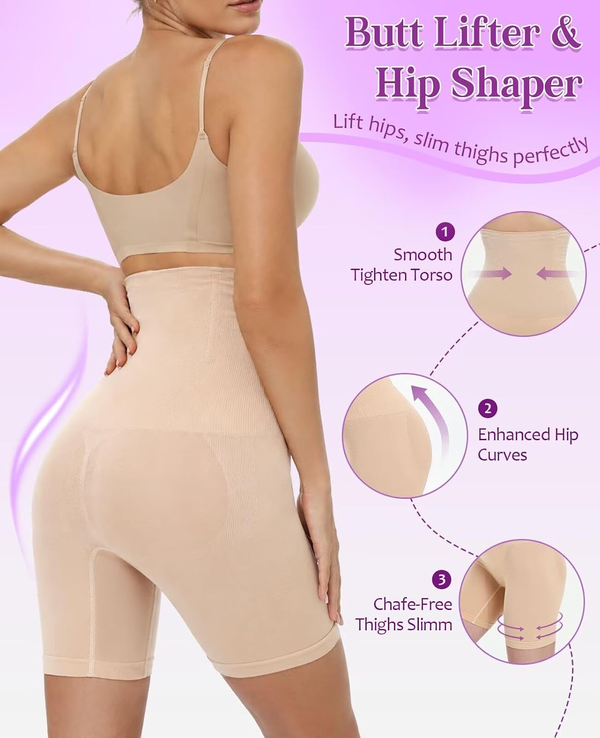 Shapewear Tummy Control Shorts for Women,High Waisted Seamless Body Shaper