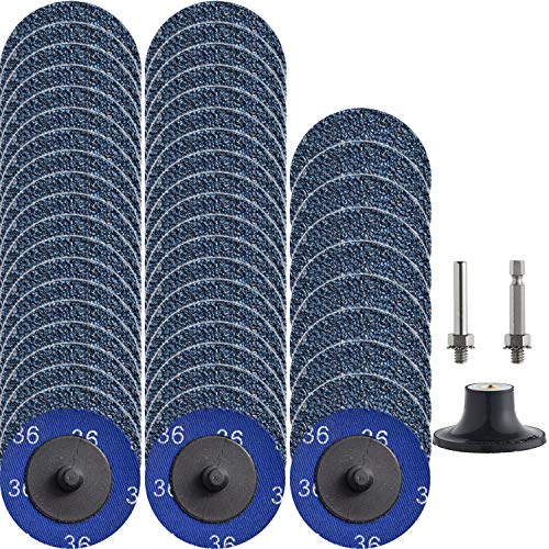 NYXCL 50Pcs 36# Quick Change Discs Set, 2 inch Zirconia Sanding Discs with 1/4" Holder, for Die Grinder Surface Prep Strip Grind Polish Finish Burr Rust Paint Removal,Surface Conditioning Discs