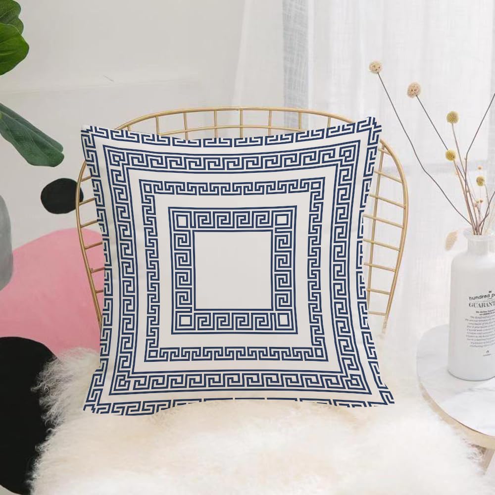 HYOSXW Cushion Cover,Throw Pillow Case Home Decorative for Living Room Bedroom Sofa Chair 16X16 Inch,Greek key pattern, classic decorative pattern in blue and white Greek key patte,Pillowcase 40X40cm