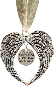 Christmas Ornaments Angel Wings, Memorial Ornaments for Loss of Loved One Personalize, A Piece of My Heart is in Heaven Memorial Ornament Angel C-dad
