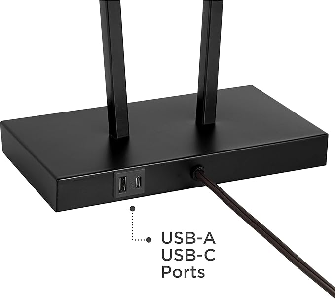 360 Lighting Lámparas de Mesa Modernas 27" Negras con USB miniatura 6