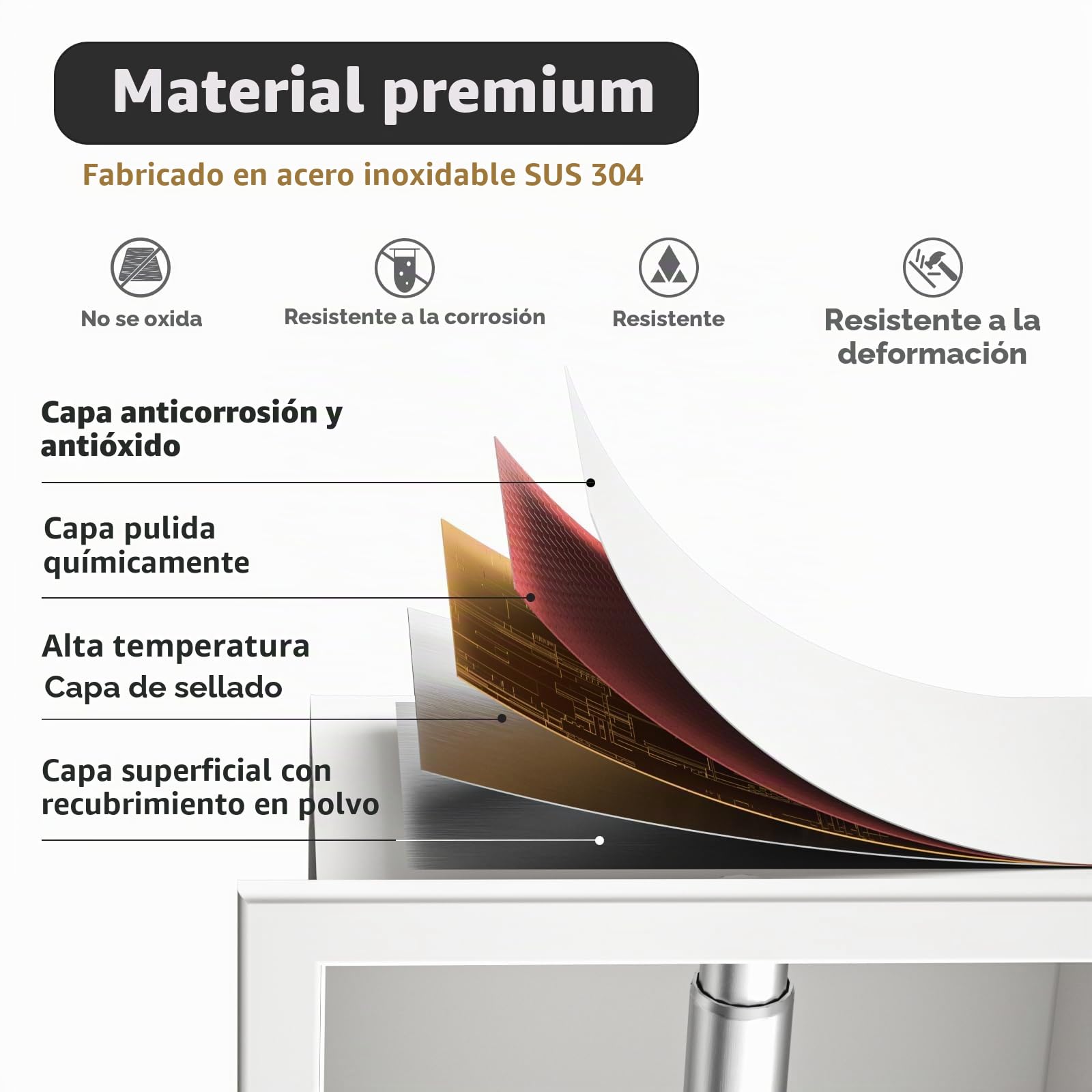 Soporte de papel higiénico empotrado de acero inoxidable para cuarto de baño, 17,3 x 17,3 x 8,7 cm, color blanco