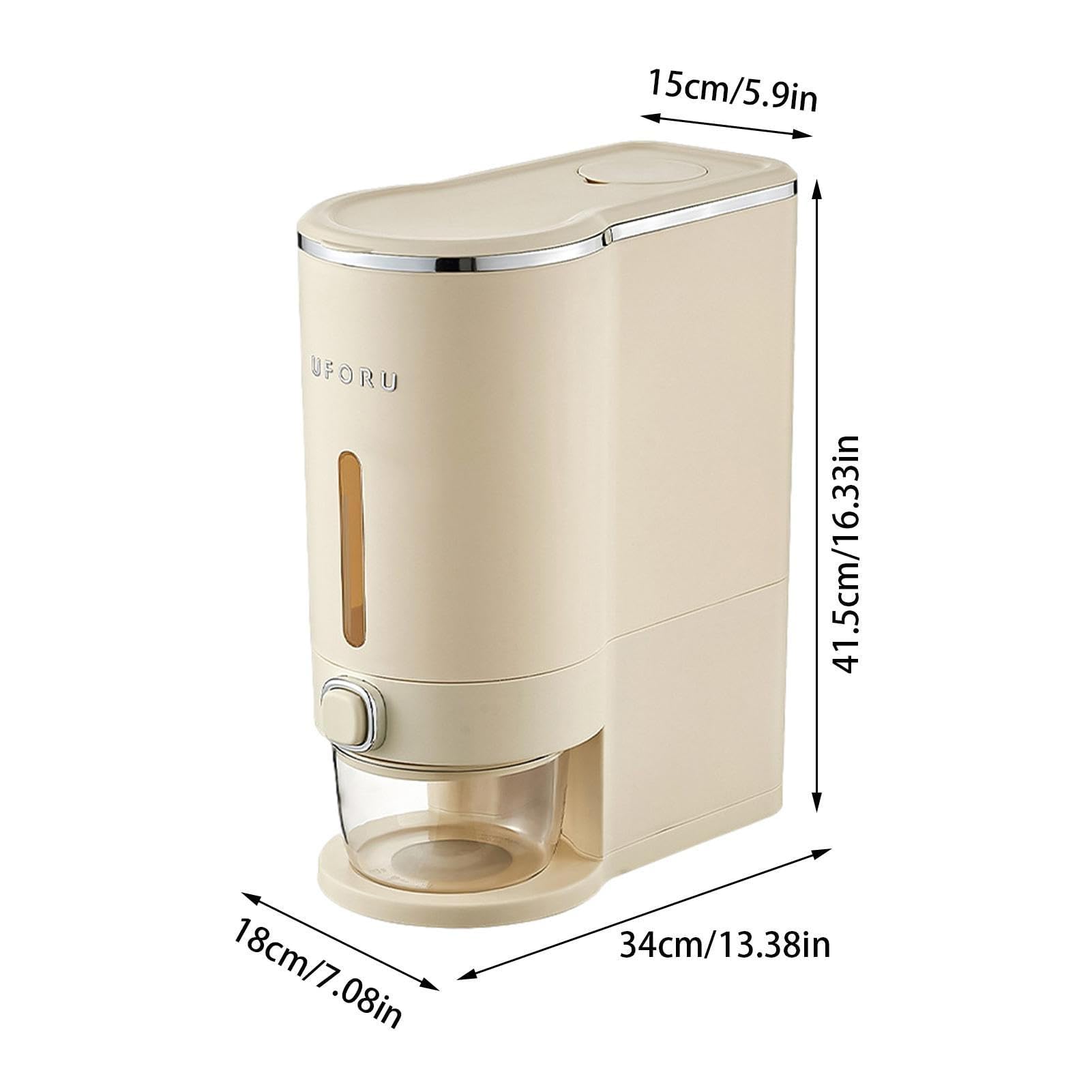 Dispensador de arroz de 20 kg, contenedor de almacenamiento de arroz a prueba de humedad hermético, dispensador de grano con taza de medición, cubo de dispensador de arroz