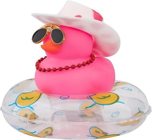 Miniatura 11 de wonuu Decoración de coche de pato de goma, accesorios para automóvil, adorno para tablero de instrumentos con sombrero de vaquero, anillo