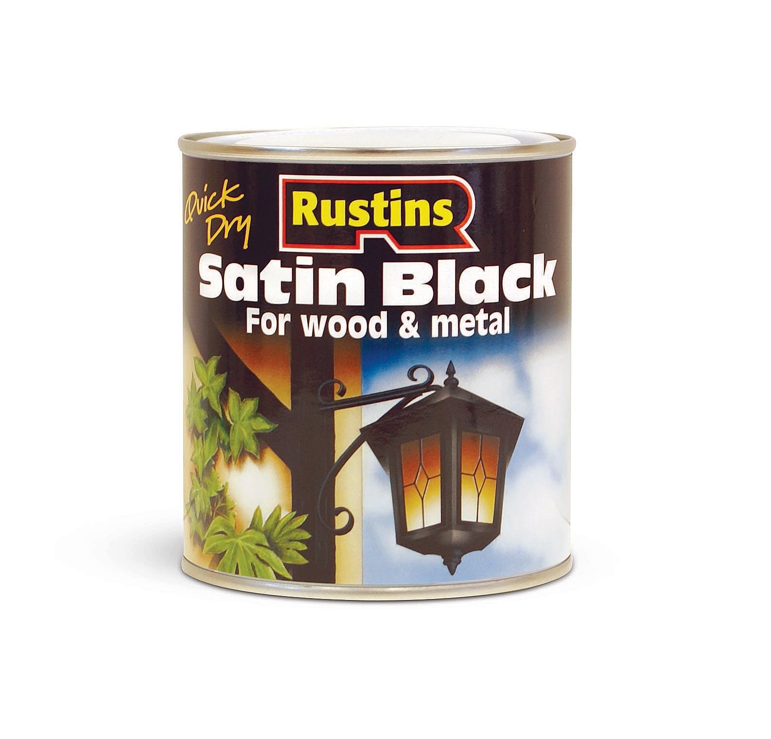 RUSTINS Quick Drying Satin Black Paint 500ml - Effortless Application for a Smooth, Professional Finish – Perfect for DIYers Seeking Fast Results and Durability on Interior & Exterior Surfaces