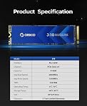 ORICO M.2 NVMe SSD 512GB with Heatsink, Up to 2800MB/s PCIe Gen3x4 2280 Internal Solid State Drive, SLC Cache 3D NAND, Compatible with Laptop and PC Desktops -J10 (512GB)