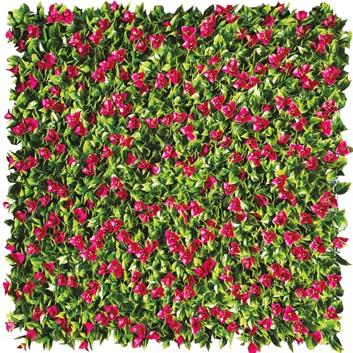 Divy Panel Bouganville 100x100 cm Verde-Fucsia Pannello Modulare con Foglie Artificiali 3D Tipo per Pareti Giardini Verticali e Decorazioni