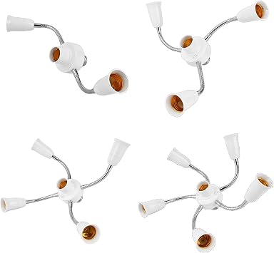 360 Degrees Adjustable 3/4 / 5/6 in 1 E27 Splitter Socket Adapter E27 Standard LED Bulbs Adjustable for Hallway Light Bulb Socket Splitter