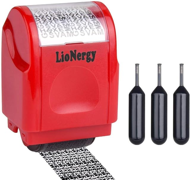 Identity Protection Roller Stamp LioNergy Wide Roller Identity Theft Prevention Security Stamp