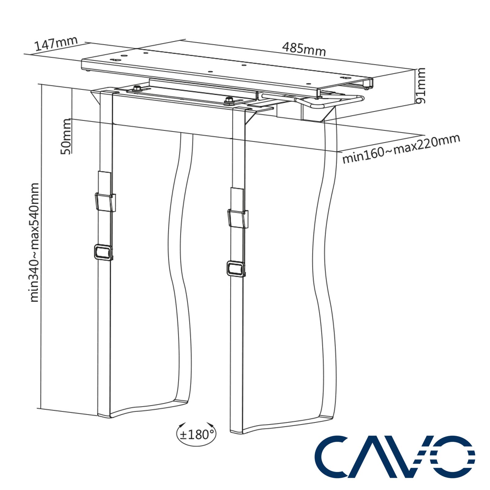 CAVO Desktop PC-Halterung CH-B-360-S schwarz bis 10 Kg