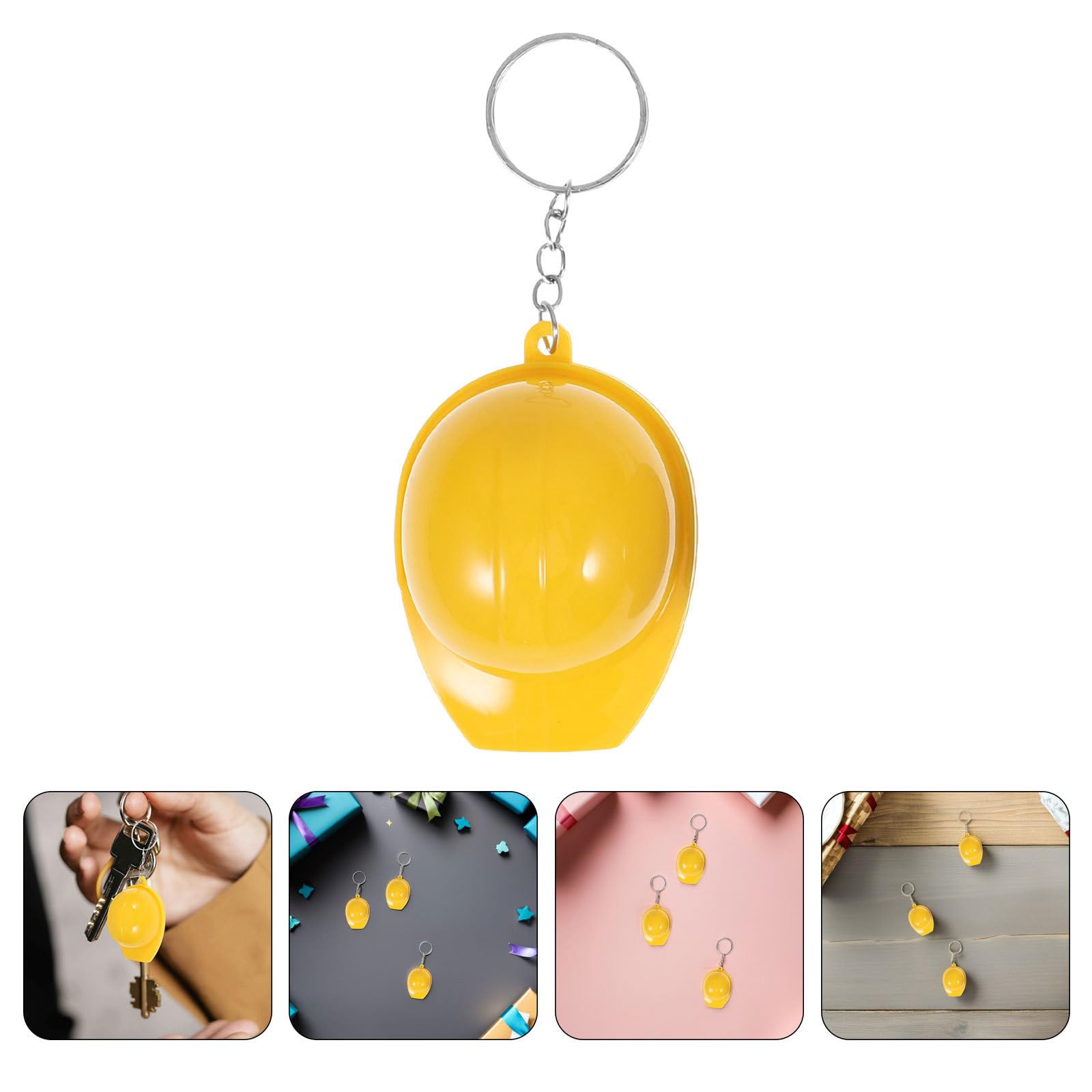SHINEOFI 100 Unidades Llavero de Sombrero Seguro Amarillo para Fiestas de Construcción, Diseño Realista, Ligero y Resistente, Adecuado para Recompensas Escolares y Coleccionistas