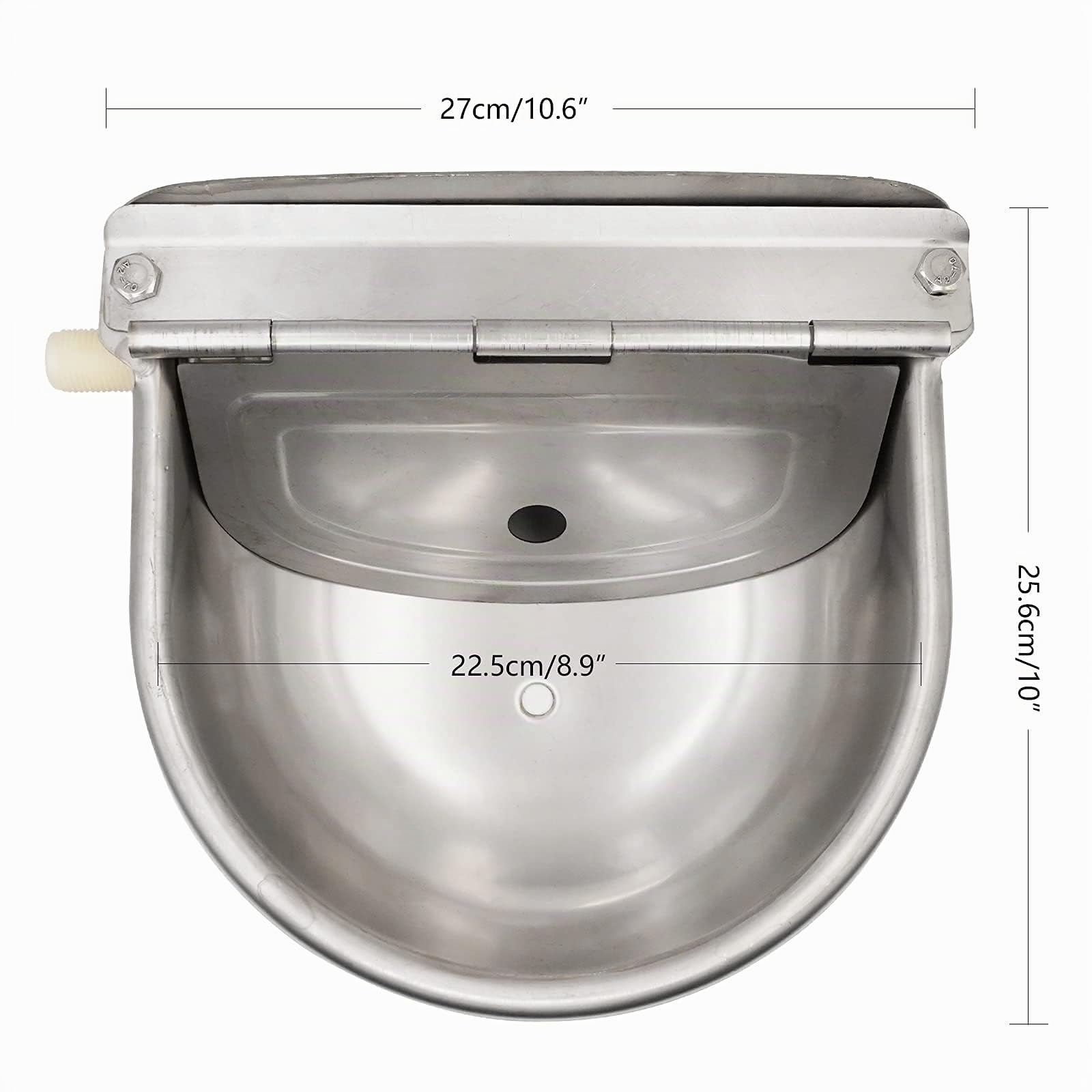Abbeveratoio Automatico in Acciaio Inox 2 Valvole a Galleggiante Regolabili Tappo di Scarico per Animali
