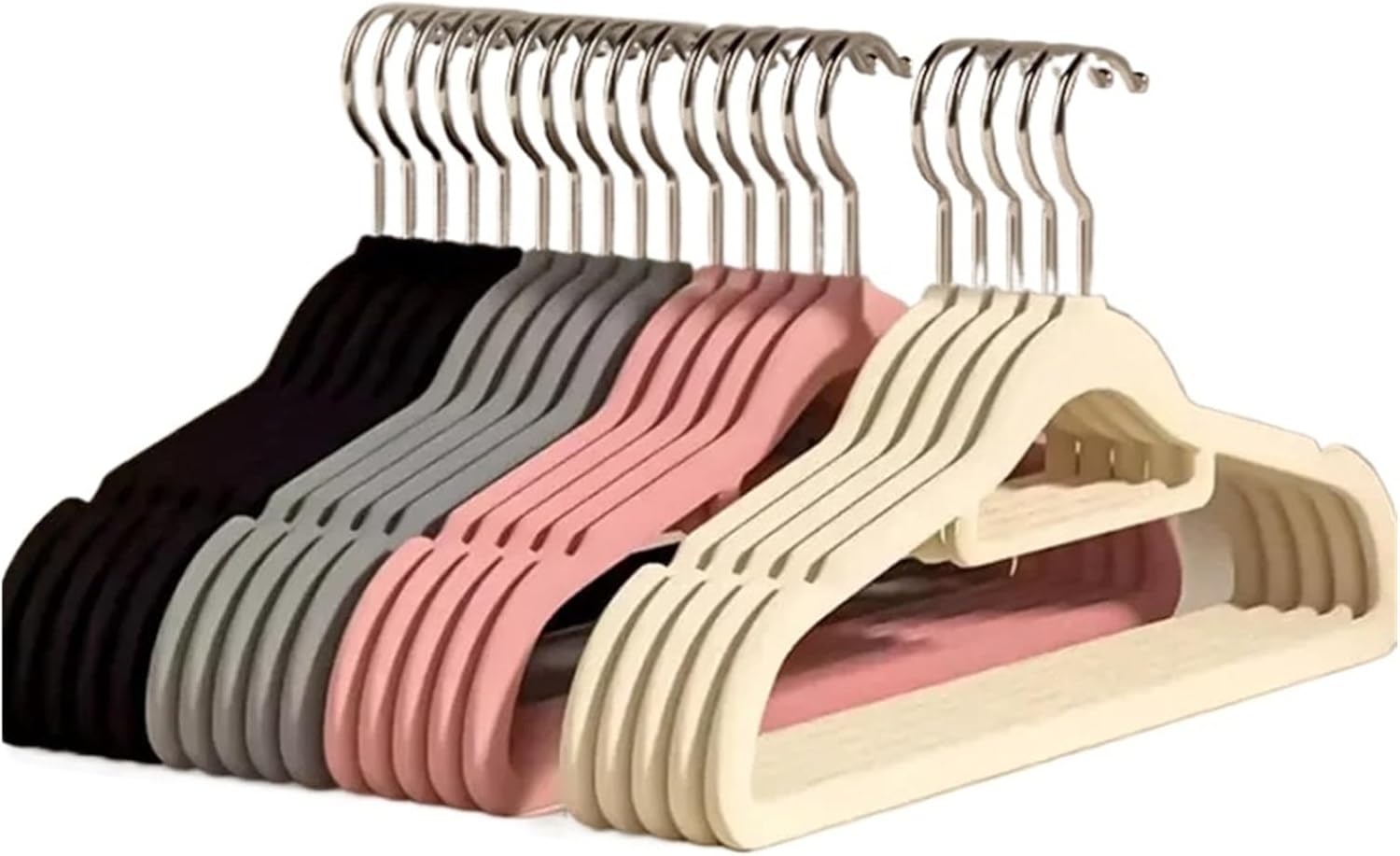 10Pcs Flocked Hanger Home Non-Slip Hangers Coat Clothes Strong Durable Racks(Grey-10Pcs)
