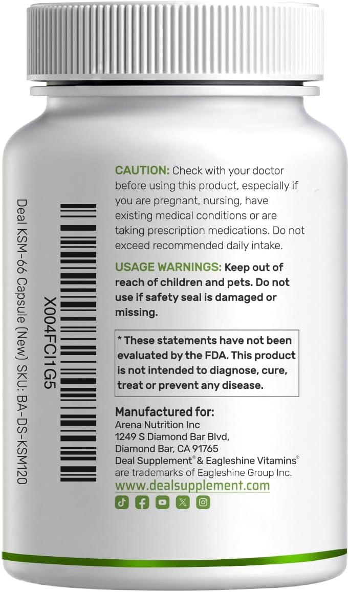 KSM 66 Ashwagandha 1,200mg with Black Pepper, 120 Veggie Capsules – Extra Strength Root Extract – High Absorption – Adaptogenic Supplements for Relaxation, Energy, & Brain Health – Non-GMO - Image 7