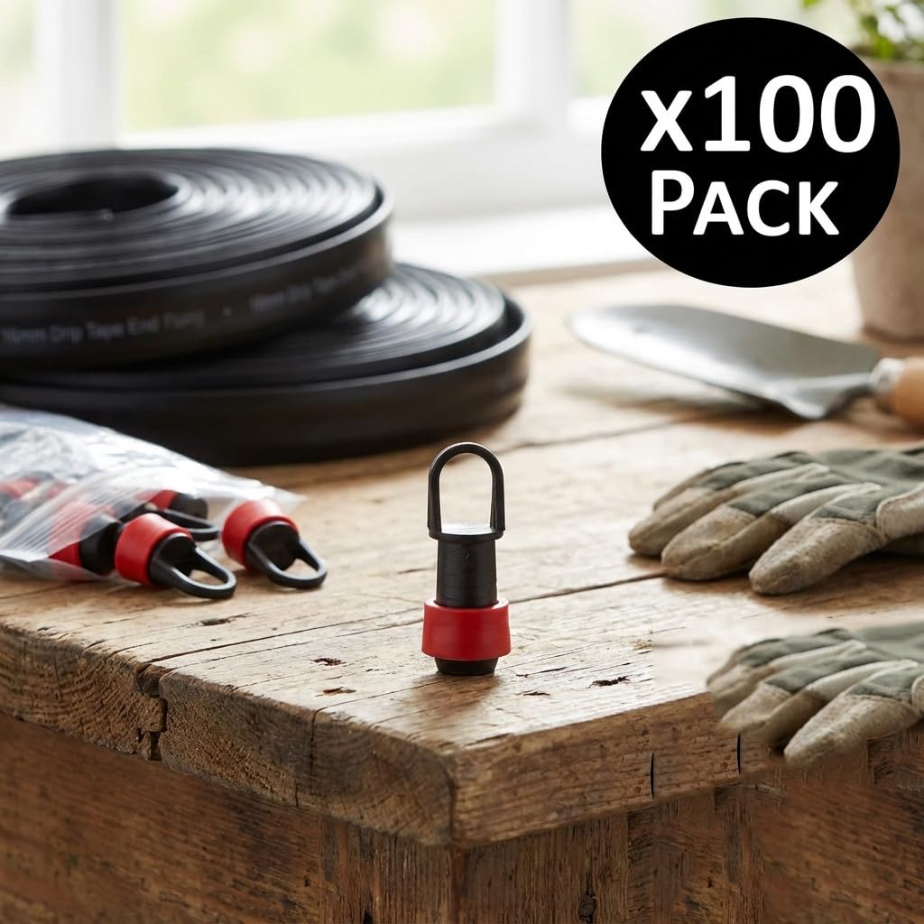 Suinga Pack 100 Tapón cinta de riego goteo 16mm, cierre eficiente para sistemas de riego por goteo