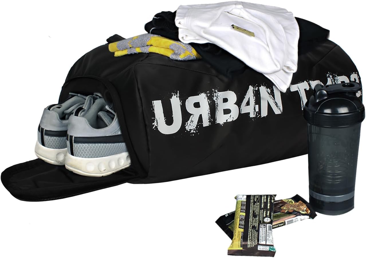 Plank 23L Gym Bag for Men and Women | Sports Duffle Bag with Shoe Compartment | Workout, Fitness, Exercise | Black