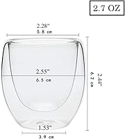 Vista 5 de Vasos de café expreso de 2.7 onzas – Juego de 6, vasos de doble pared con aislamiento térmico para bebidas calientes/frías, transparentes