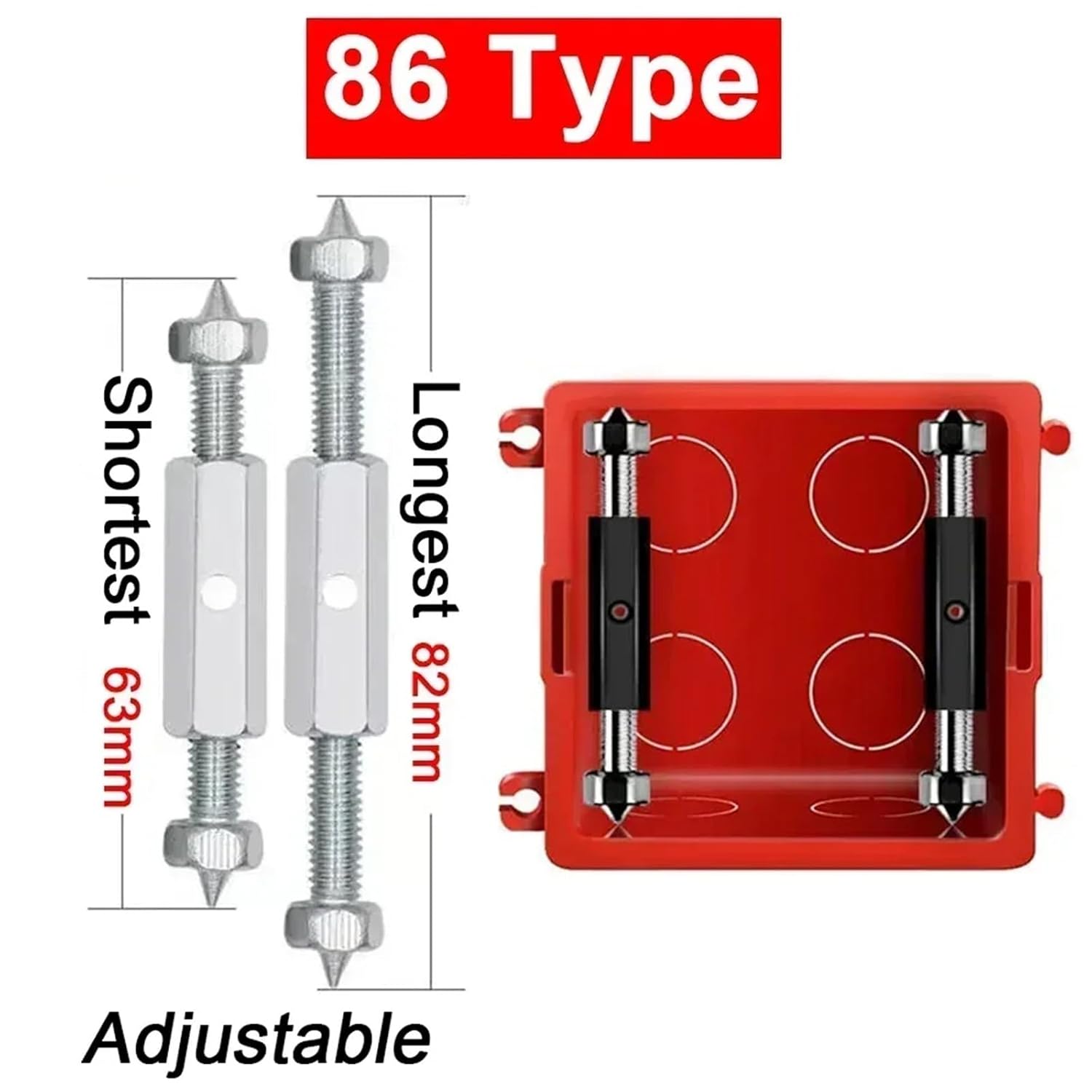 100pcs Wall Switch Socket Cassette Repairer Adjustable Screws Support Rod with Wrench(86 Type- Metal)