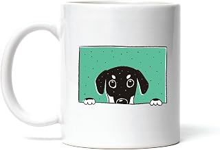 Dog Peeking Through Window Gift Idea for Doberman Lovers 11oz 15oz White Coffee Mug