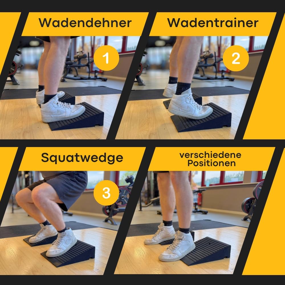 bepco Kneeblock – Squat Wedge, wyciągacz łydek z gumy pochodzącej z recyklingu – 3 w 1 blok mobilny na kolana, stawy skokowe i łydki – idealny do treningu, na co dzień i rehabilitację