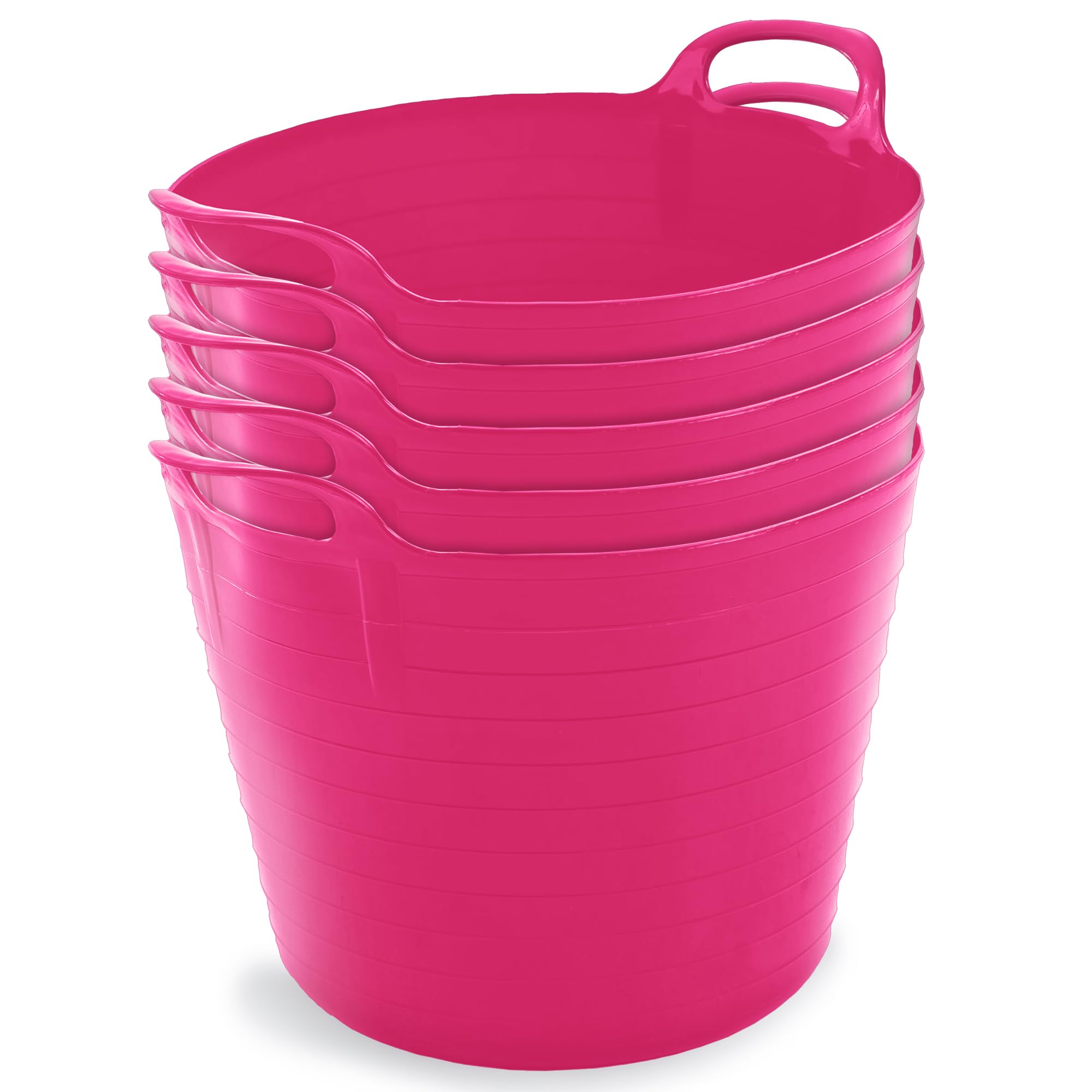 Neat Plastics 42 Flexi Tubs 5 Packs - Versatile Large Garden Tubs with Handles, Handy Builders Buckets Heavy Duty, Ideal Bath Bucket & Flexi Bucket, Durable Flexible Buckets for Home & Garden (Pink) โ image 1