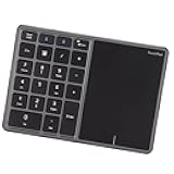 Zunate Numeric Keypad, 22 Keys Type C Rechargeable Number Pad with Touchpad, USB Receiver, Dual Mode Mini Numeric Keypad for Laptop, PC (Grey)