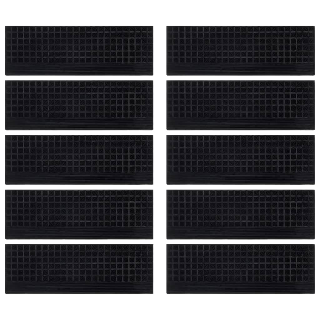 Juego de 10 alfombrillas de goma negra para escalones, 25 x 75 cm, con superficie antideslizante, diseño moderno, duradero y resistente, para escaleras, salón, pasillo