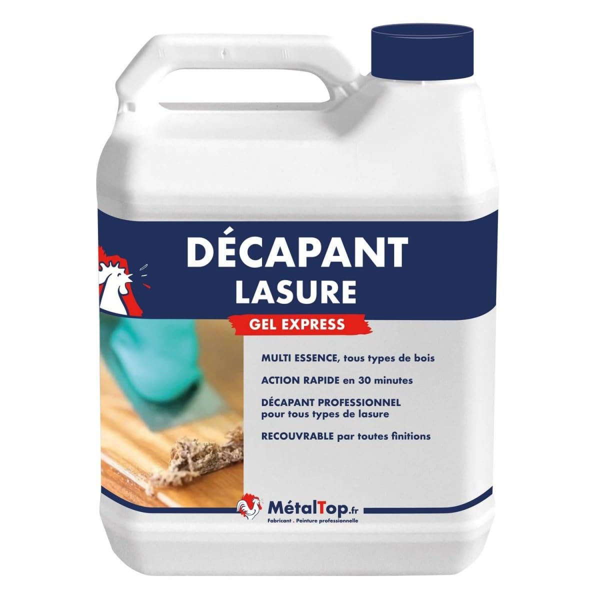 Metaltop - Decapant Lasure - 1 L - Puissant et efficace sur portail, volet et façade pour un résultat optimal.