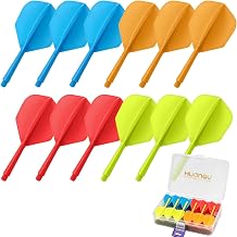 Integrated Dart Flights and Shafts,12Pcs Professional Dart Replacement Flights Accessories,Black/Colourful Dart Flights for Steel/Soft Tip Darts, Universal 2BA Fit for Instant Setup
