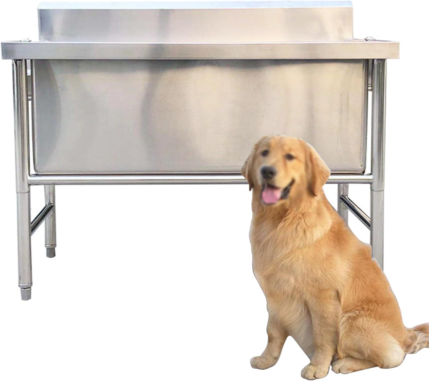 47 Inch Dog Grooming Bathtub Station,Professional Stainless Steel Dog Bathing Station,Wash Shower Sink for Large Dogs,Dog Washing Station,Pet Wash Bath Station,Dog Grooming Tub,Deep 40cm/15.7in