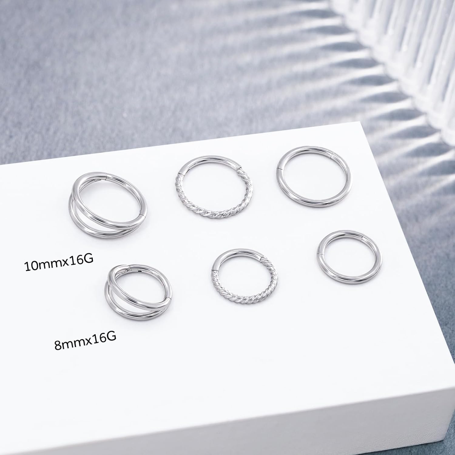 316L Stainless Steel Septum Rings Hoop for Women, 16G Stainless Steel Earrings Segment Nose Rings for Men, Cartilage Clicker Hoop for Helix, Rook, Daith, Tragus Earrings Hypoallergenic - Image 3