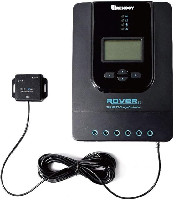 Renogy MPPT Charge Controller 20A with Bluetooth, 12V/24V DC 20 Amp Input MPPT Charge Controller Auto Paremeter Adjustable LCD Display Solar Panel Regulator for Gel Sealed Flooded and Lithium Battery