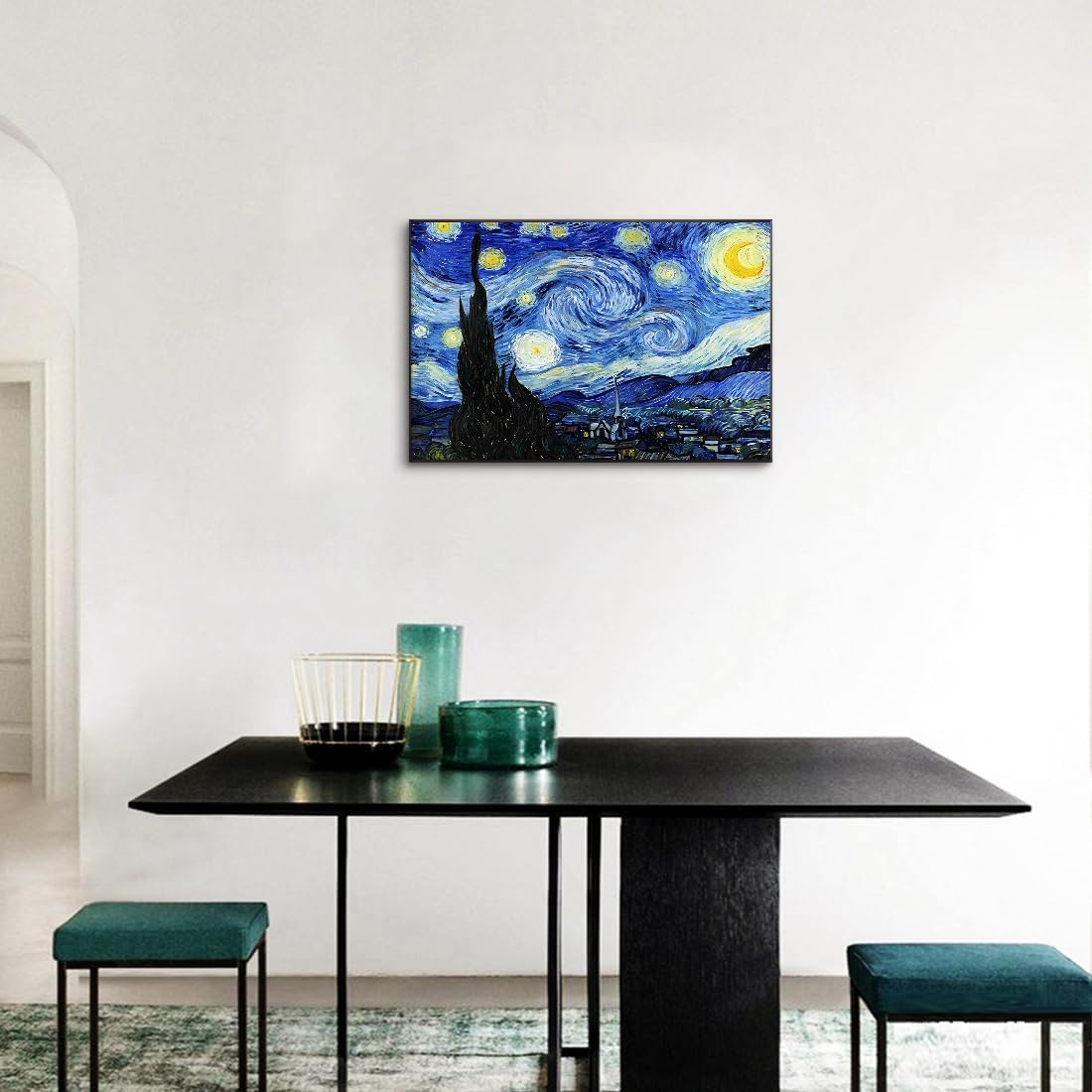 アートパネル ゴッホ 絵画 『星月夜』 ポスター インテリア 壁紙 アートポスター アルミ合金枠きの完成品 (40x60cm（16x