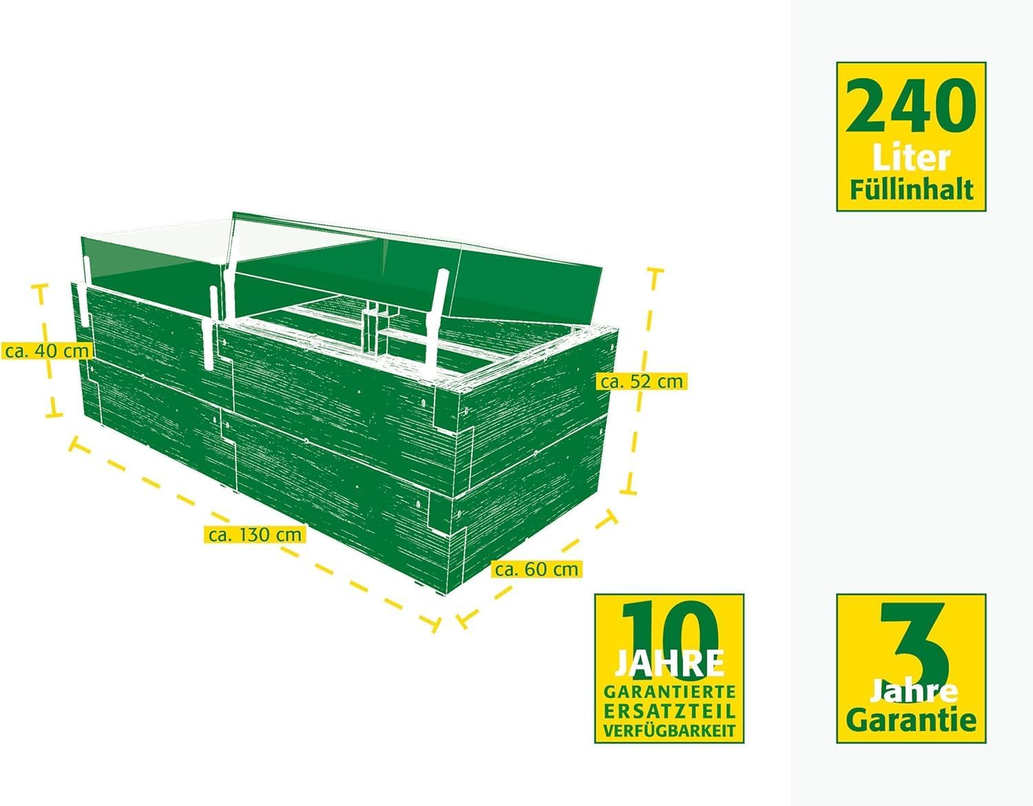 Juwel TRB2-20474 Exaco Polyethylene Planter Box Patio Growing Kit, Grey