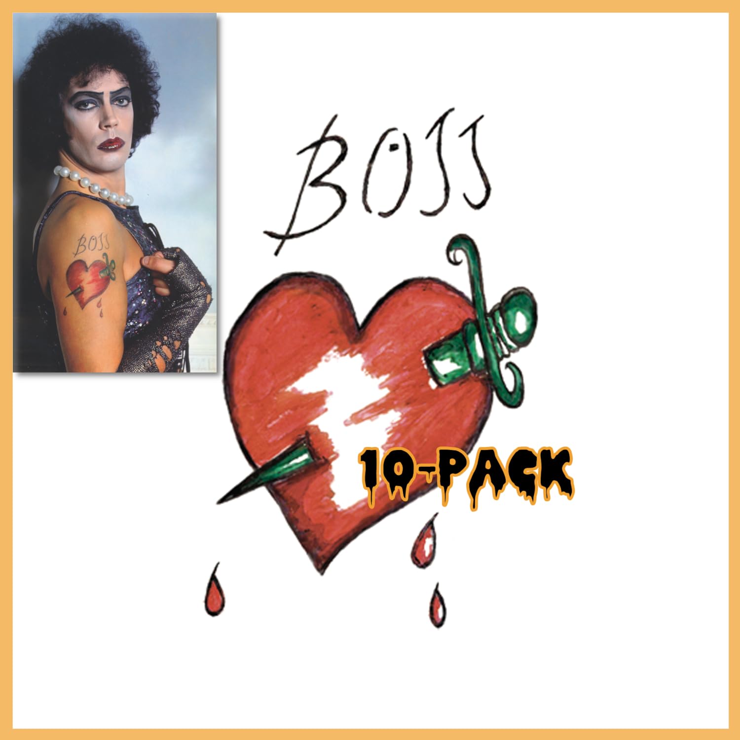 Frank N Furter Temporary Tattoo Rocky Horror Picture Show (Multi-Packs) (10-Pack)