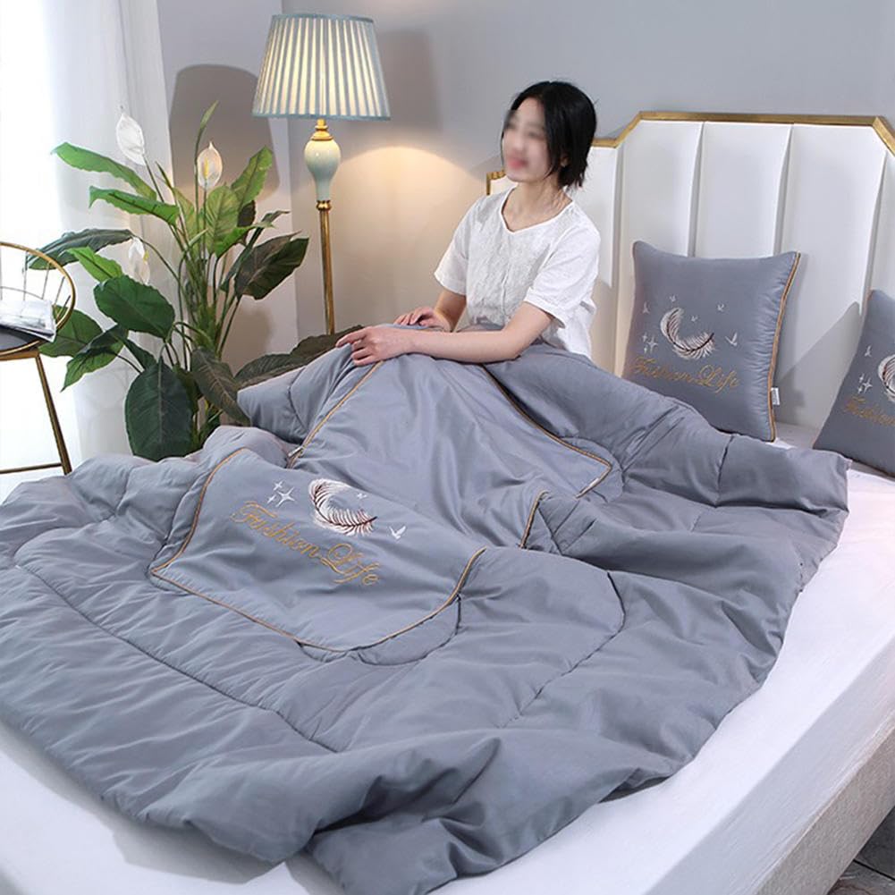 VINGAA Set Cuscino e Coperta, Set Cuscino da Viaggio e Coperta, Cuscino in Peluche Addensato, Cuscino Morbido per Coperta 2 in 1, con Cerniera, necessità di Viaggio per la Famiglia (47 * 63 Pollici)