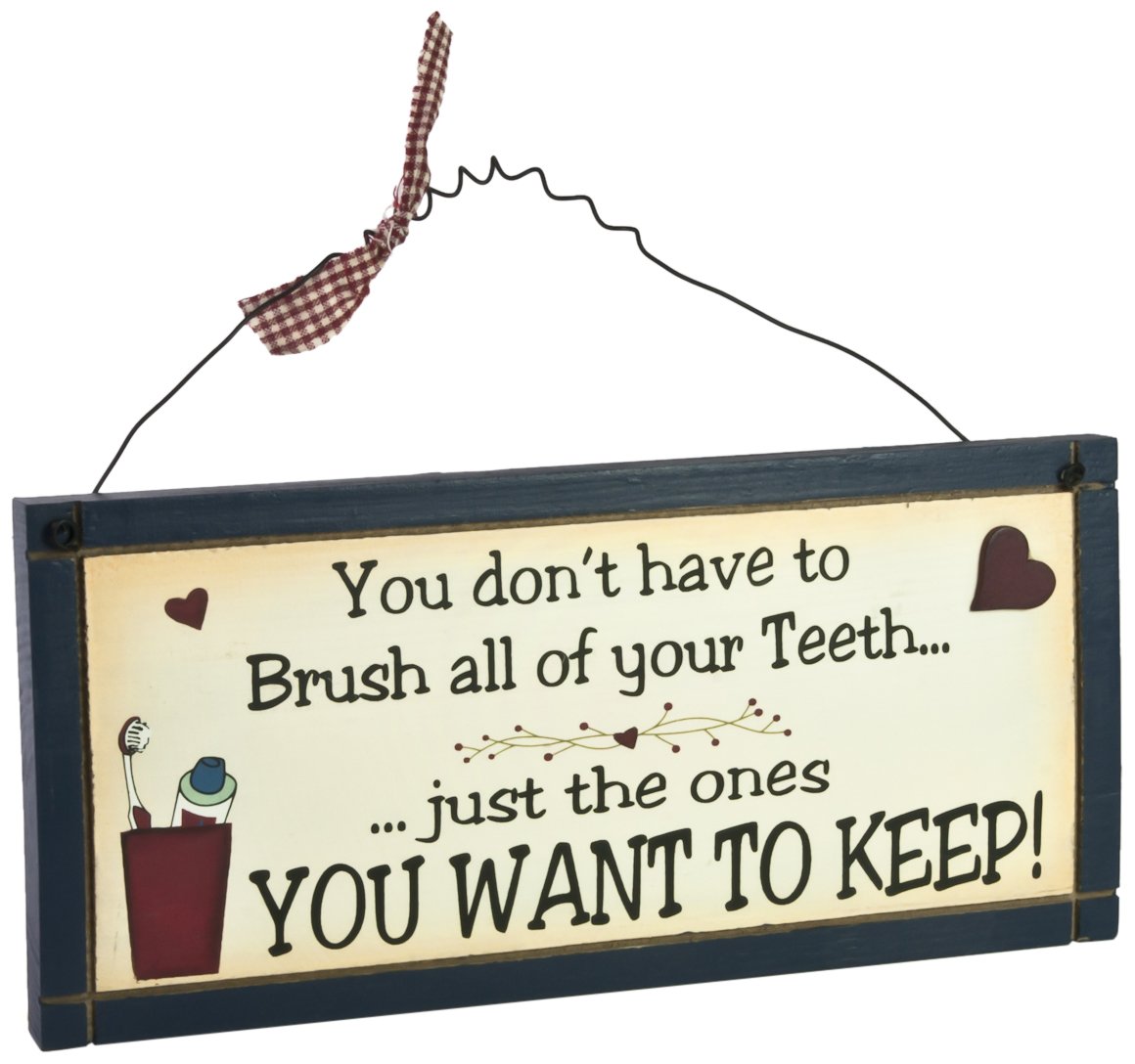 Heartwarmers Blue Brush Your Teeth Wooden Plaque - Wooden Plaque